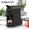 Еспресо машина SOKANY SK-516, За капсули и мляно кафе 3 в 1, 1450W, 19 бара, Черен