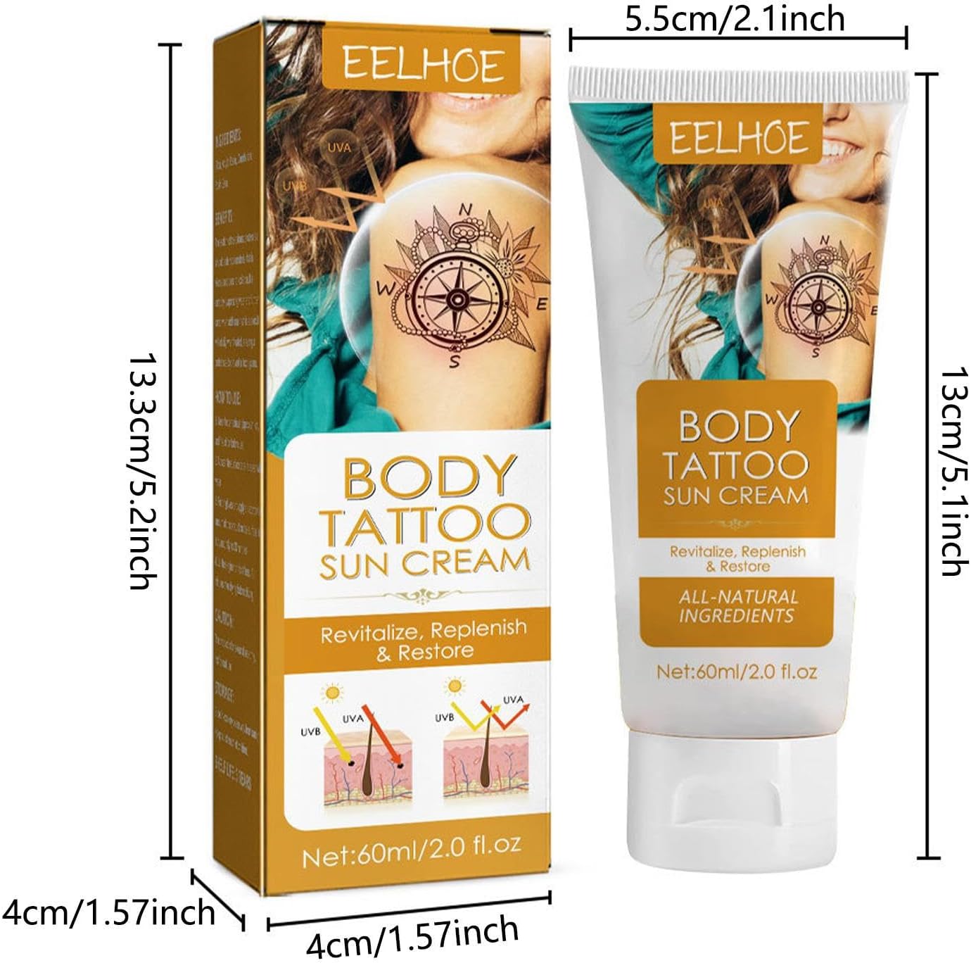 Eelhoe Слънцезащитен крем за татуировки SPF50 60 мл - Image 2