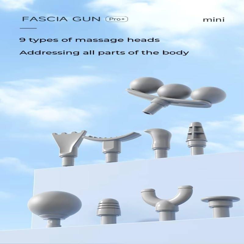 Мини масажен пистолет с 9 приставки (3 глави) - Image 7