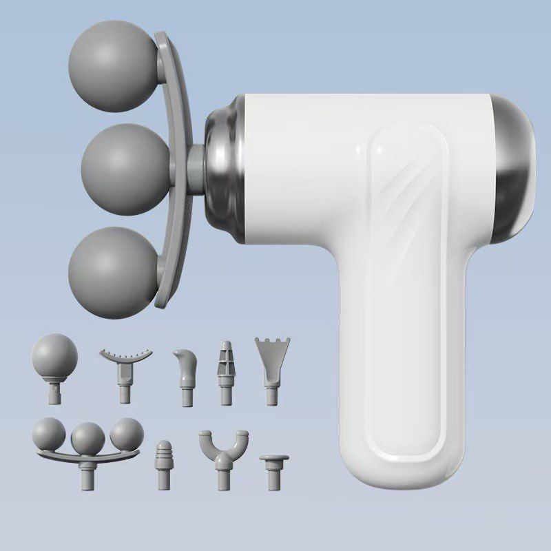 Мини масажен пистолет с 9 приставки (3 глави)