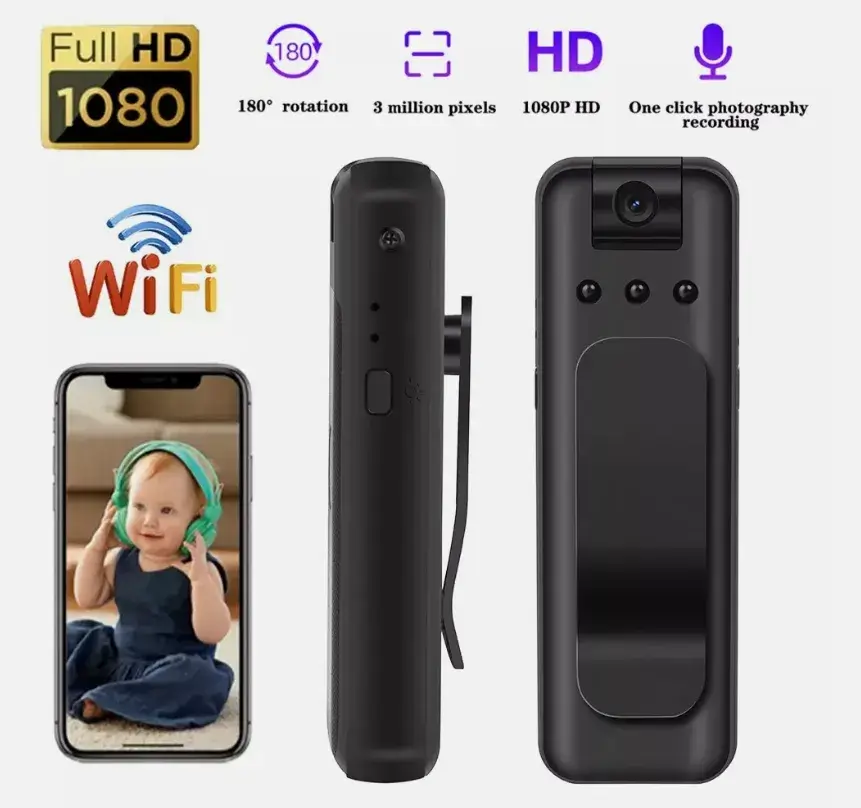 Мини Wifi body camera камера за тяло и въртящ се обектив 180°