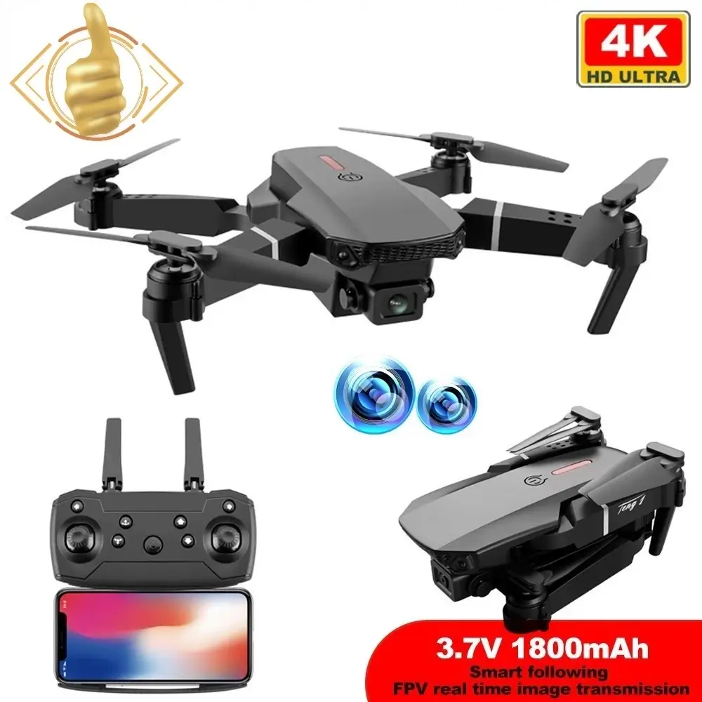 Дрон E88, 4K, WiFi, сгъваеми ръце - Image 3