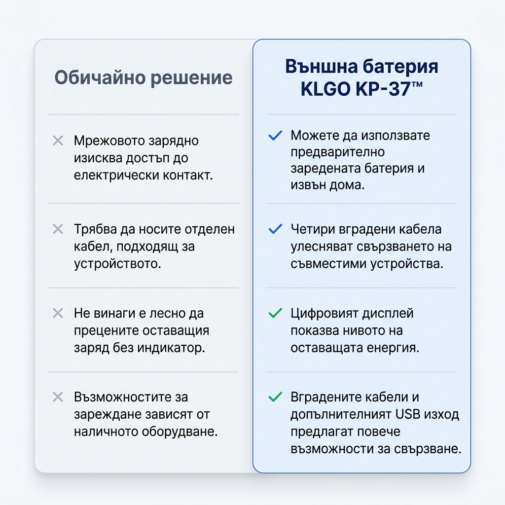 KLGO PowerFlex 10K™ KP-37, 4 в 1 10000mAh външна батерия с дисплей - Image 2