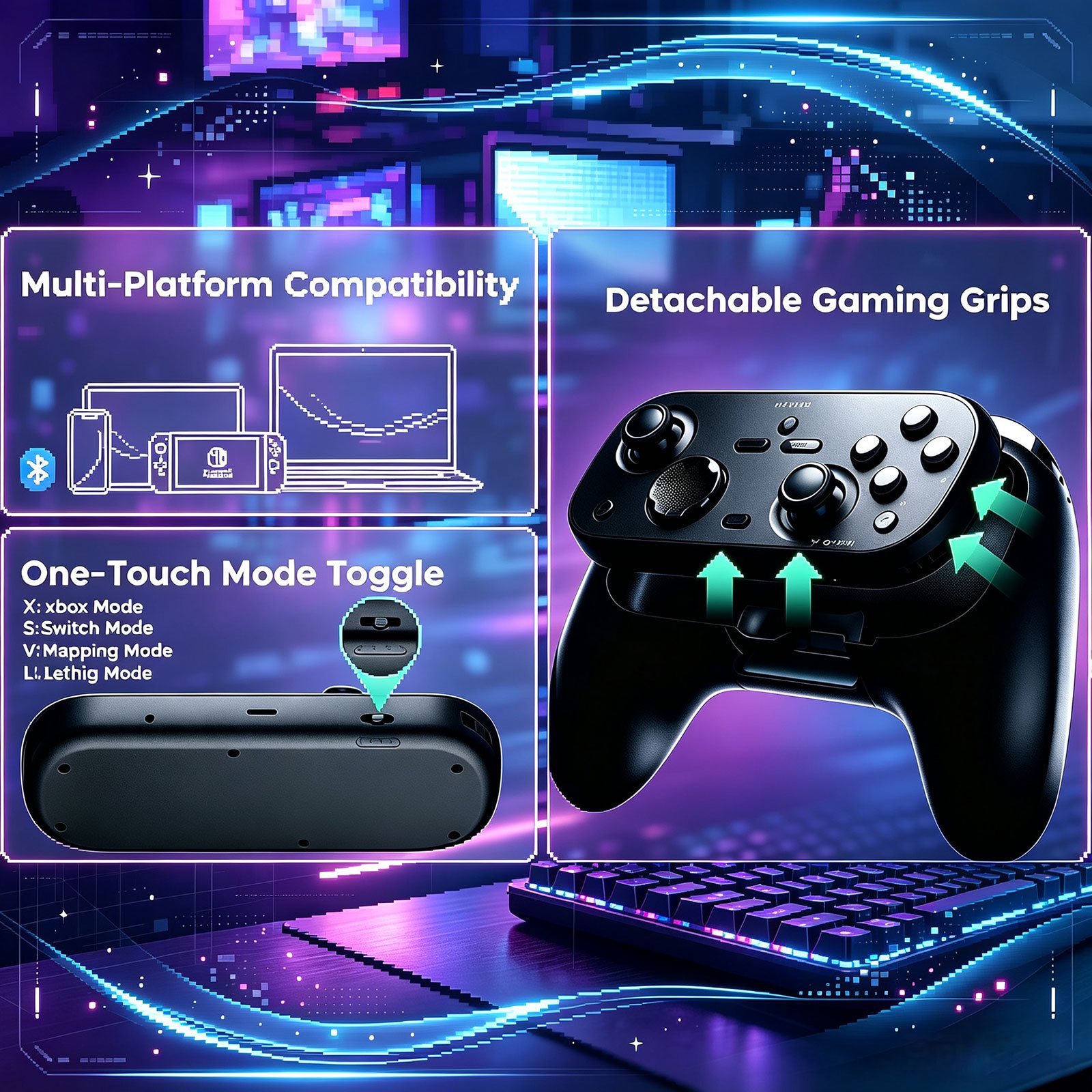 Aureon PlayCore™ Контролер за игри с движещи се елементи за компютър, мобилни устройства, Xbox и Switch – Bluetooth - Image 6